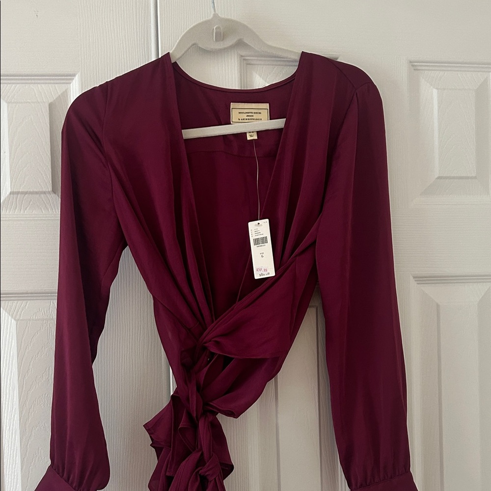 Anthropologie Long Sleeve Wrap Top